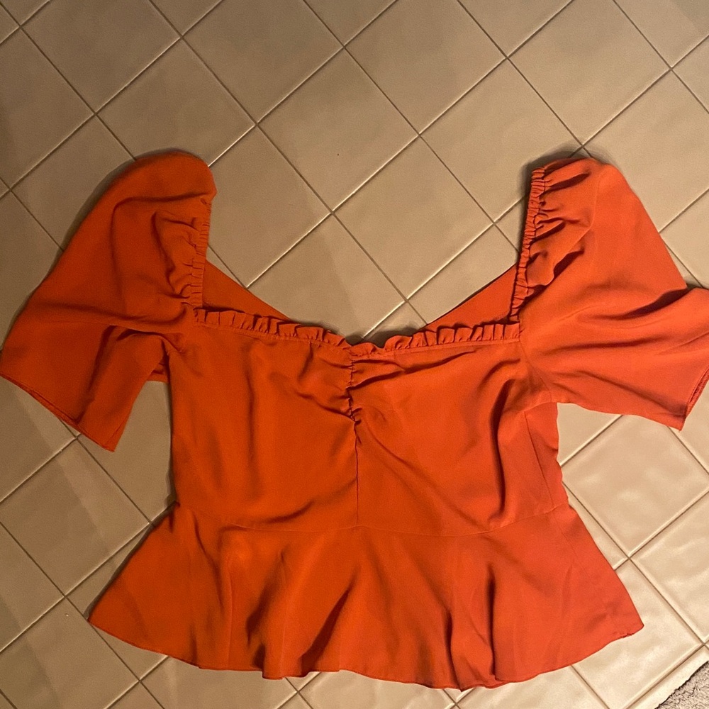 ASOS Vibrant Orange Peplum Blouse